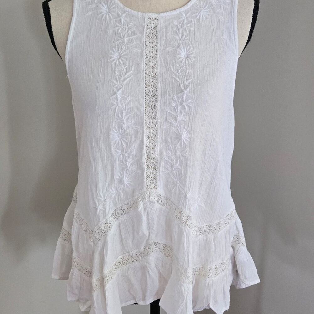 American eagle womens white boho hippie sleeveless peplum top medium